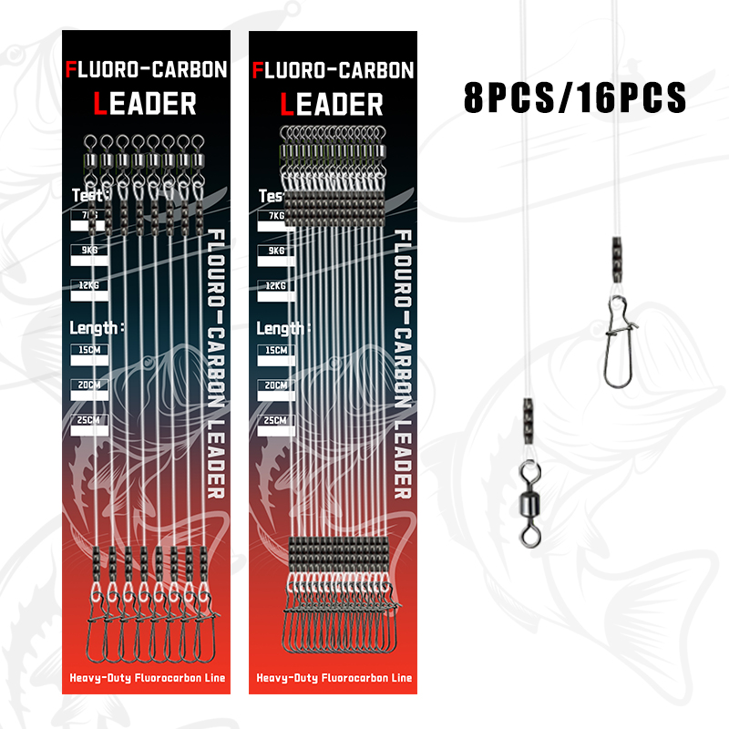 Freshwater Line - 8/16pcs Fluorocarbon Wire Leader Line with